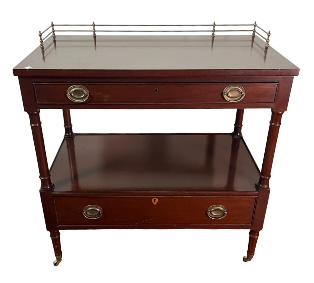 KITTINGER MAHOGANY ROLLING BAR CART (1 of 6)