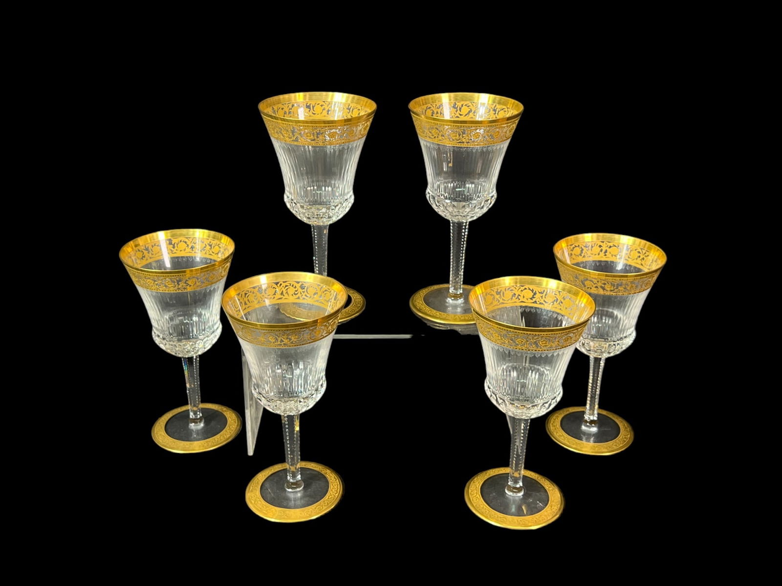 SET OF 6 SAINT LOUIS CRYSTAL 24K "THISTLE" GOBLETS (1 of 5)
