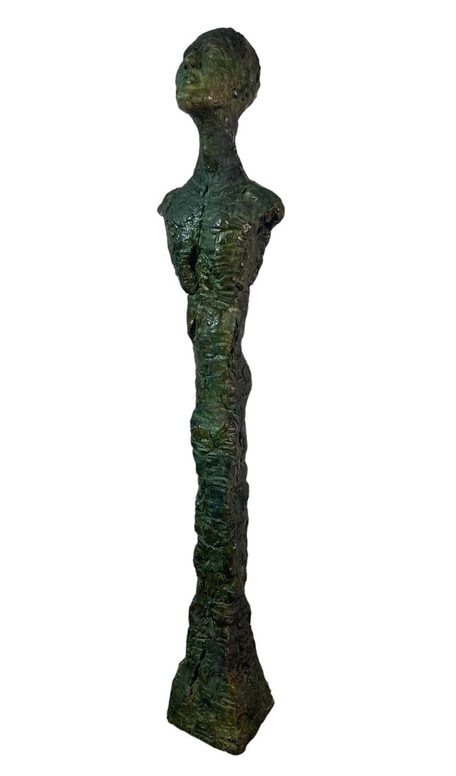 CAST STONE GIACOMETTI STYLE BRUTALIST SCULPTURE (1 of 5)