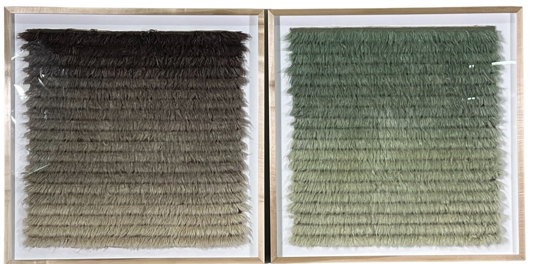 TWO FRAMED & MATTED ABSTRACT WOVEN PANELS (1 of 5)