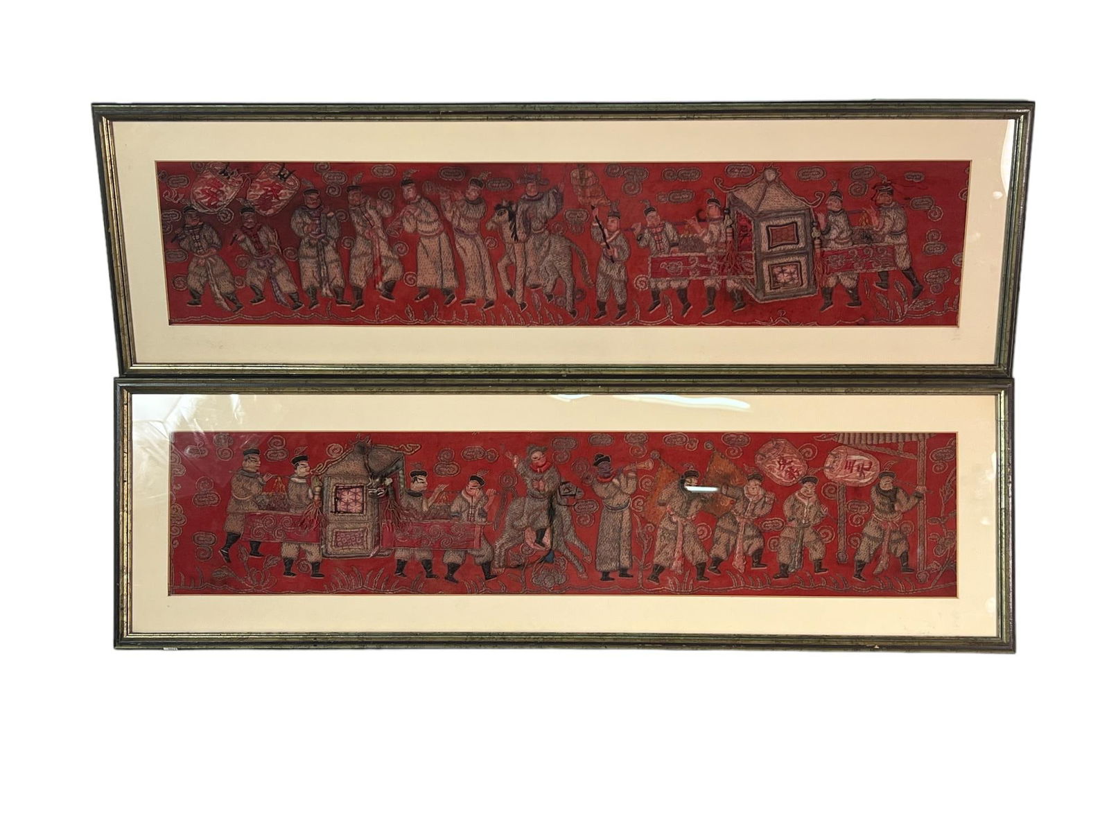 PAIR VINTAGE OF CHINESE SILK EMBROIDERED PANELS (1 of 6)