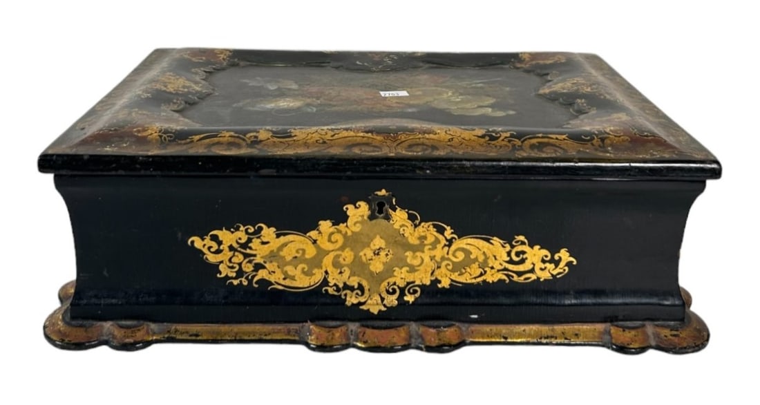 ANTIQUE VICTORIAN PAPER MACHE WRITER'S BOX (1 of 4)