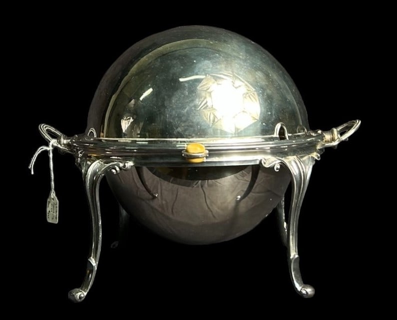 ANTIQUE SILVER PLATE REVOLVING DOME SERVER (1 of 4)