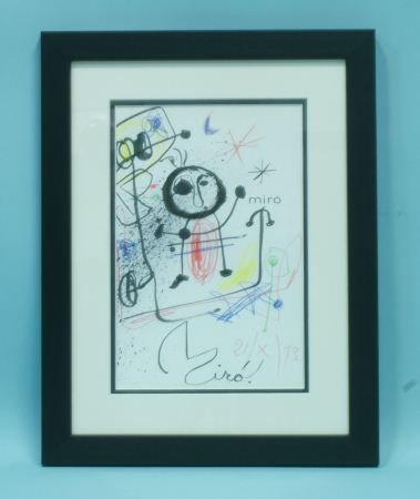 JOAN MIRO UNTITLED SKETCH CRAYON & INK: ATTRIBUTED TO/IN THE MANNER OF JOAN MIRO (1893-1983) HALF-TITLE PAGE SKETCH, CRAYON AND BLACK INK, UNTITLED ABSTRACT, SIGNED LOWER MIDDLE IN BLACK INK AND DATED 21/X/73. EXCELLENT CONDITION. Height: 1