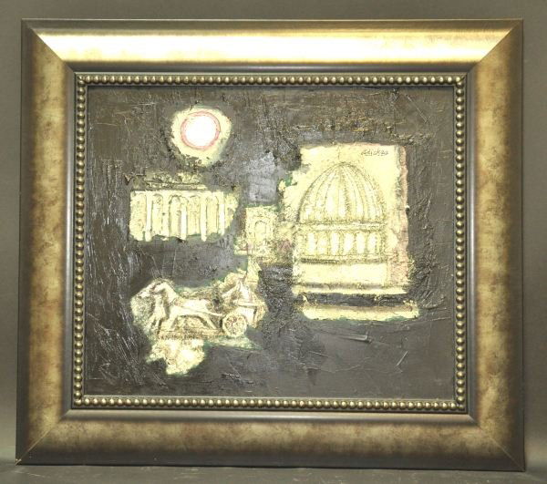 DAVID ADICKES "ROMAN FRAGMENTS" ACRYLIC, SAND: DAVID ADICKES (AMERICAN, 1927-) "ROMAN FRAGMENTS" ACRYLIC, SAND. Height: 23 in. by Width: 25 1/2 in. by Depth: 1