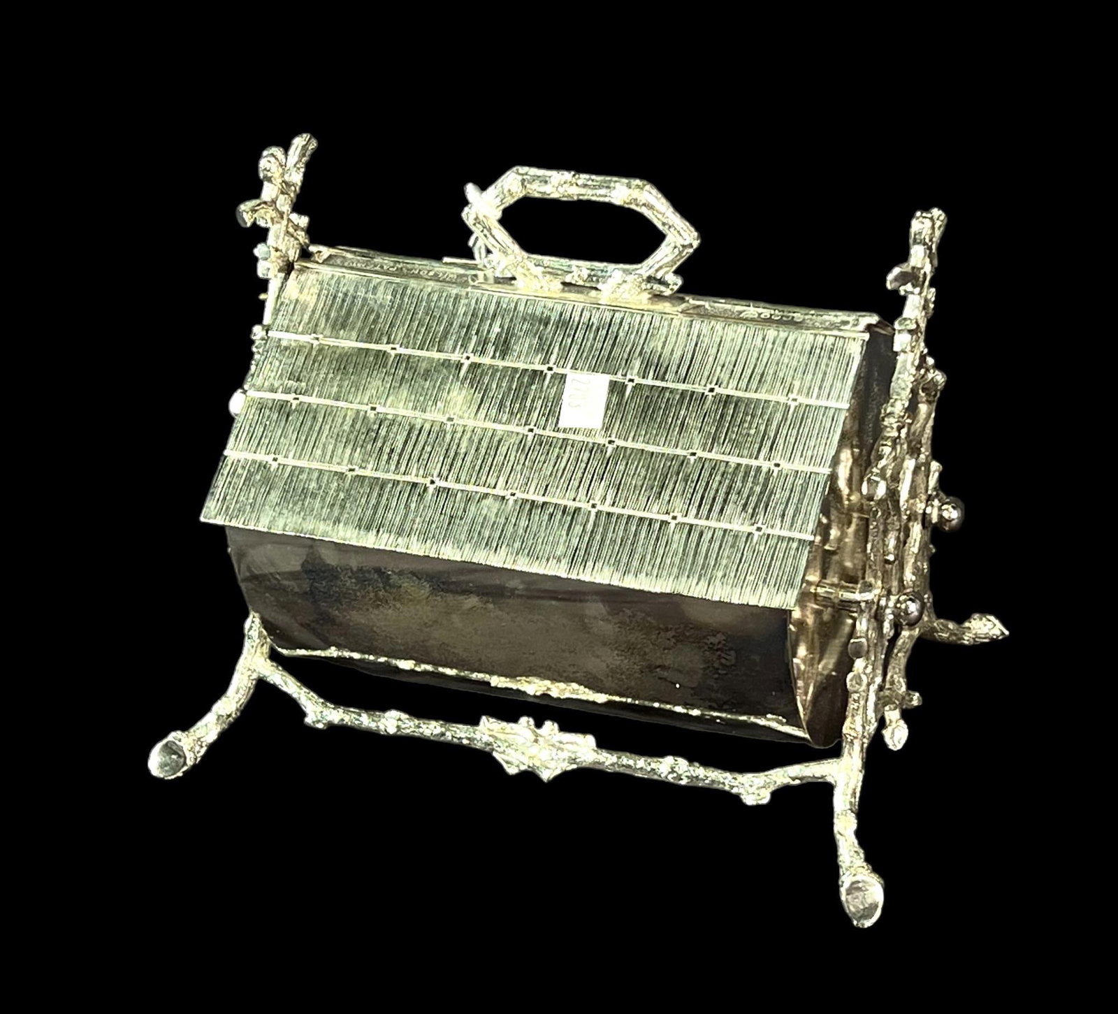 ENGLISH SILVER PLATE 1870'S COTTAGE BISCUIT BOX (1 of 5)