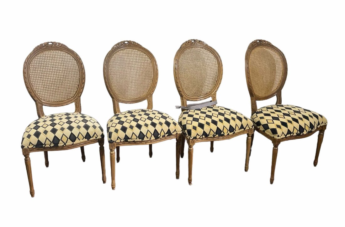 LOT OF EIGHT FRENCH STYLE CANE BACK CHAIRS (1 of 5)