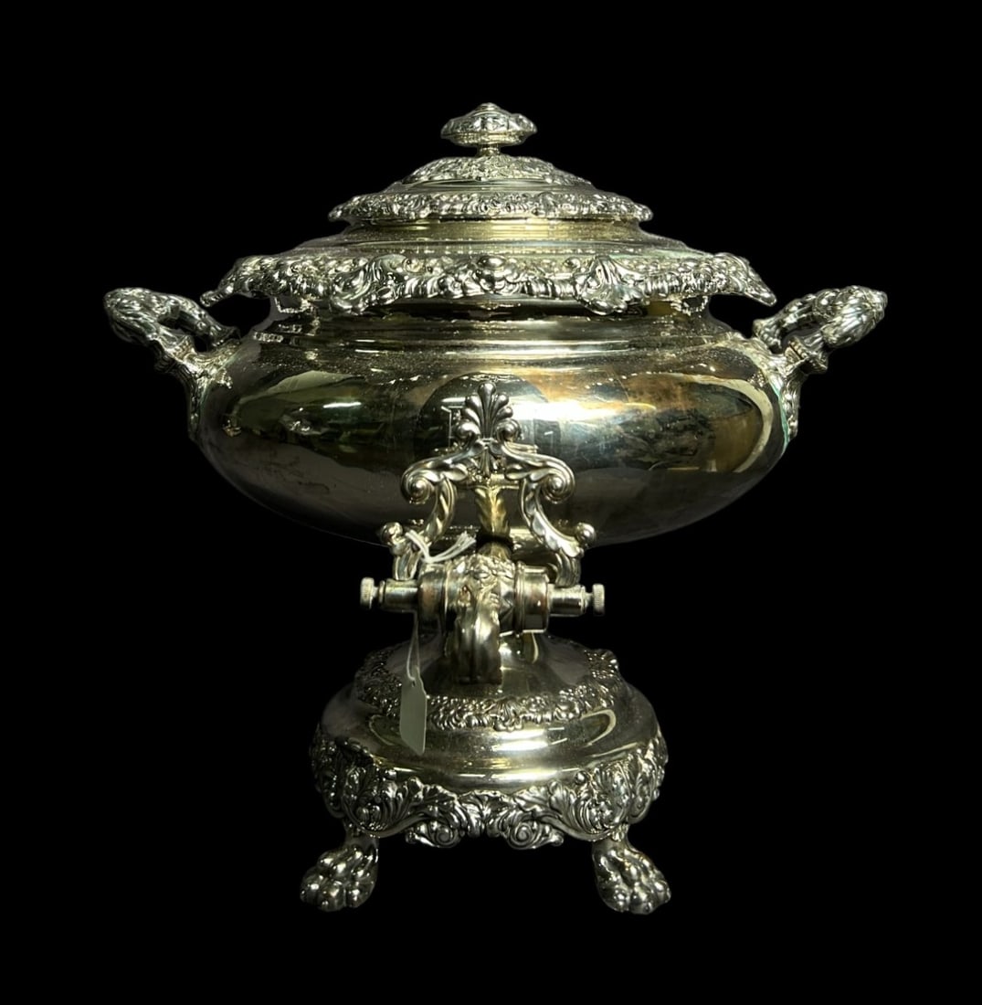 SHEFFIELD SILVER PLATE TEA  URN CIRCA 1820 (1 of 4)