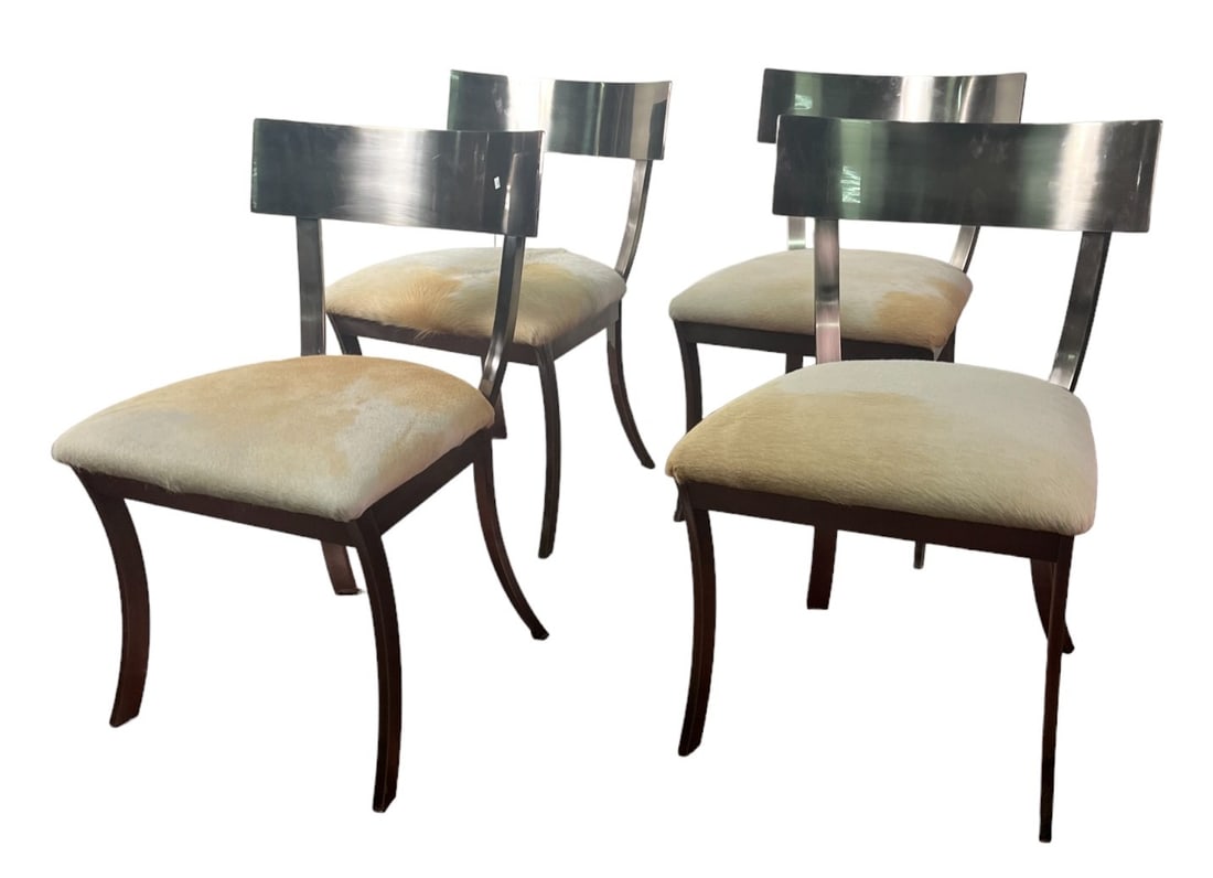 SET OF 4 BRUSHED STEEL KLISMOS CHAIRS (1 of 5)