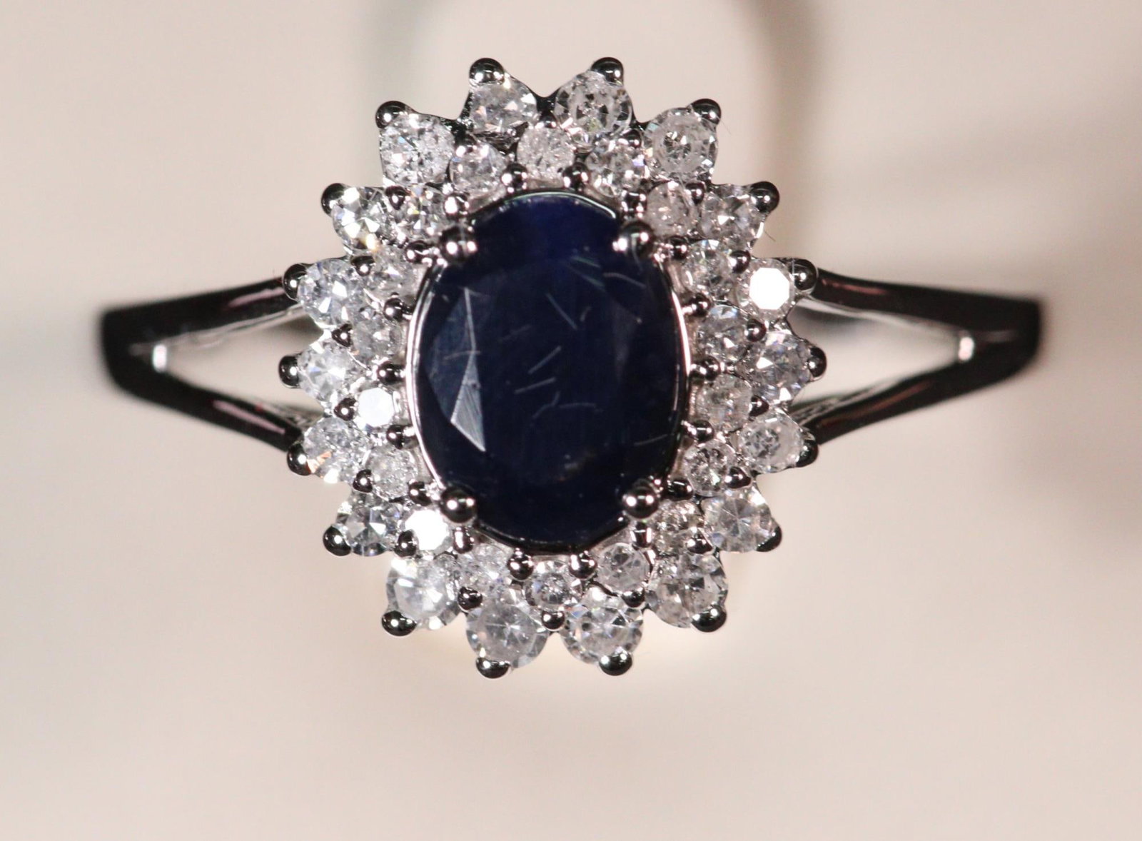 GENUINE BLUE & WHITE SAPPHIRE RING IN STERLING SILVER (1 of 3)