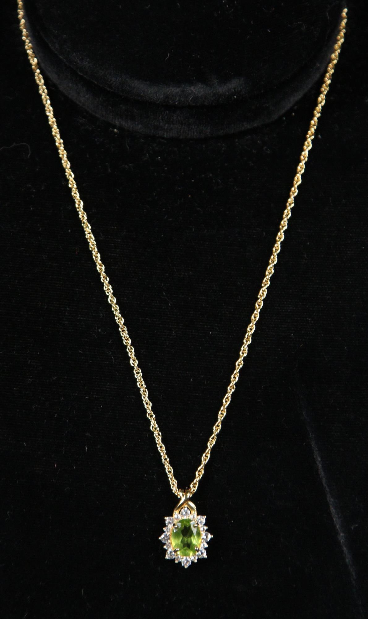 2.66 CT. PEAR CUT PERIDOT AND WHITE TOPAZ NECKLACE (1 of 2)