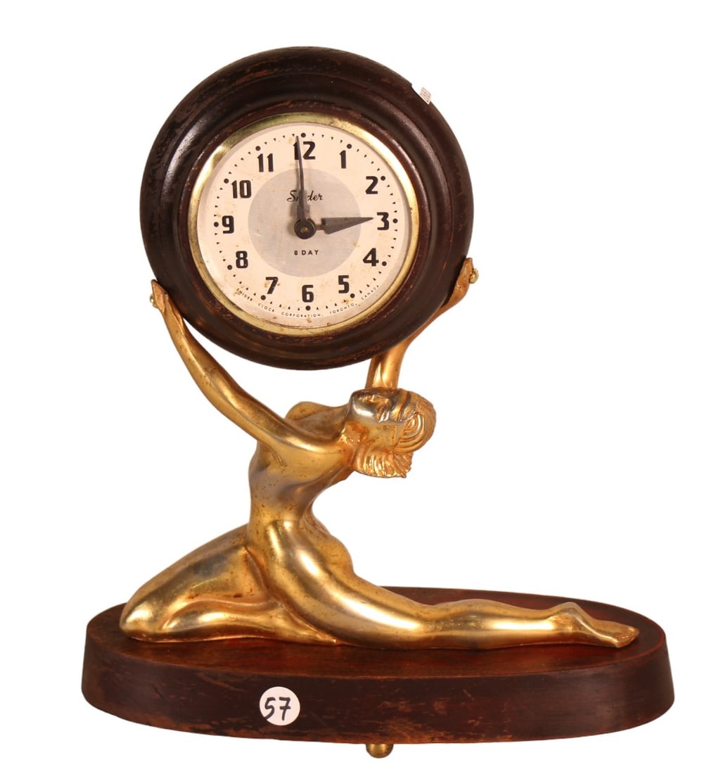 ART DECO SNIDER 8 DAY WIND UP CLOCK (1 of 3)