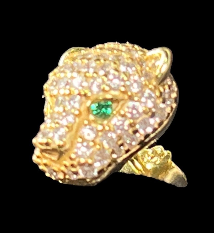 14K GOLD PLATED/STERLING PANTHER EARRINGS: 14K GOLD PLATED/STERLING PANTHER EARRINGS