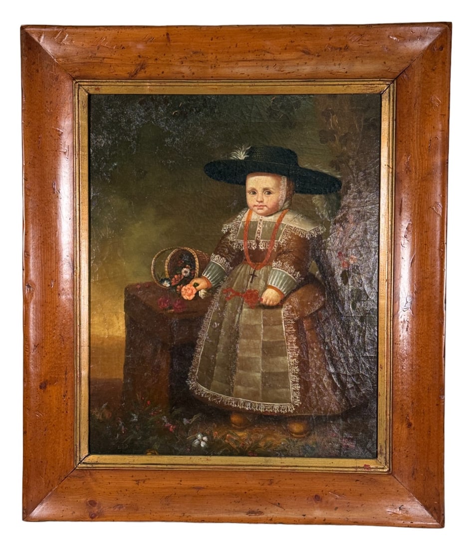 18th CENTURY ENGLISH PORTRAIT OF BOY OIL ON CANVAS PAINTING (1 of 6)