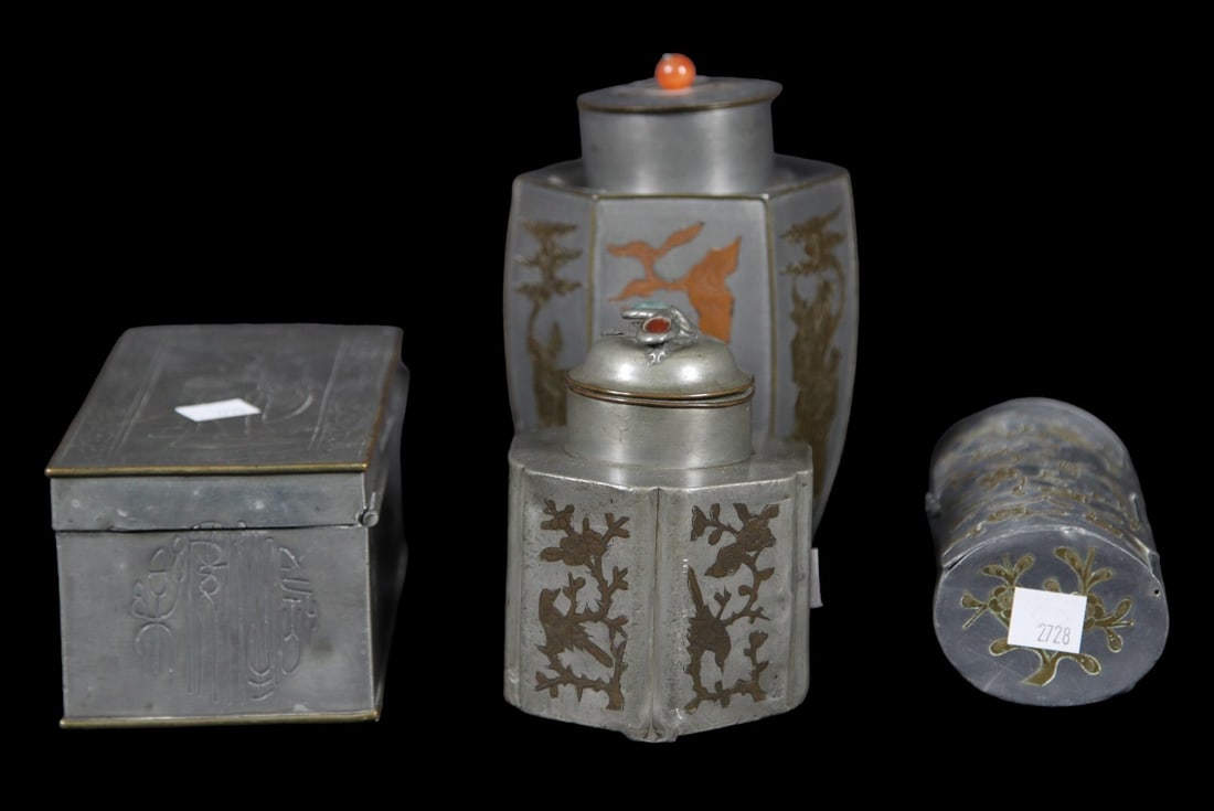 FOUR 19th CENTURY CHINESE PEWTER OBJECTS (1 of 20)