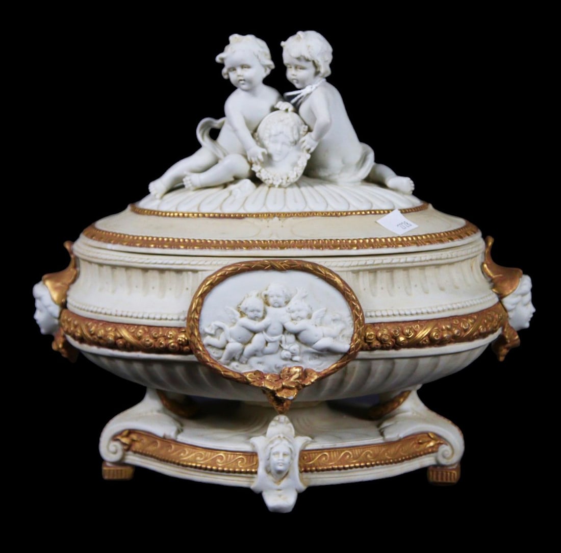 CONTINENTAL BISQUE COVERED DISH: CONTINENTAL BISQUE COVERED DISH. Height: 10.5 in. by Width: 11 in. by Depth: 7.5 in.