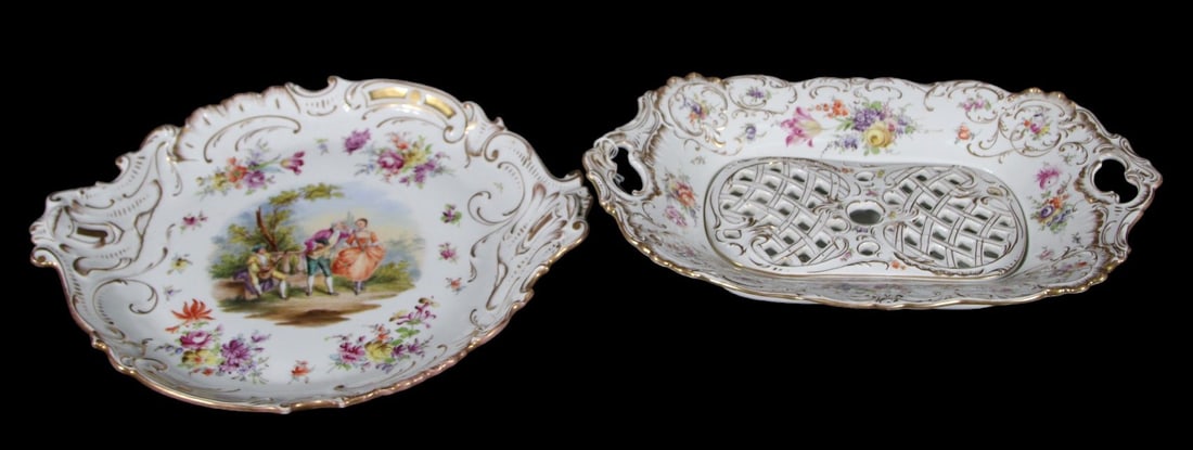 TWO 19th CENTURY DRESDEN PORCELAIN PLATTERS (1 of 5)