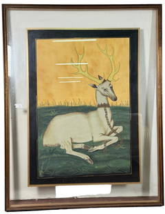 IN THE MANNER OF "THE WHITE HART" PRINT: IN THE MANNER OF "THE WHITE HART" PRINT BASED ON HALF OF THE DYPTYCH CREATED FOR RICHARD II @ 1395. BEAUTIFULLY FRAMED INCASED IN GLASS. Height: 54 in. by Width: 42.5 in. by Depth: 2 in.