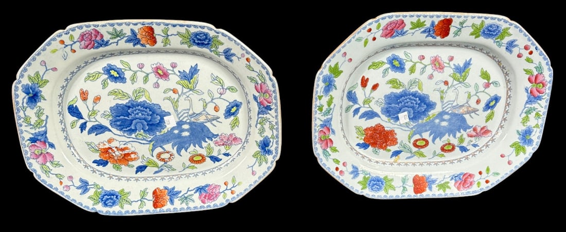 1810'S MASONS IRONSTONE "GRASSHOPPER" PLATTERS (1 of 4)