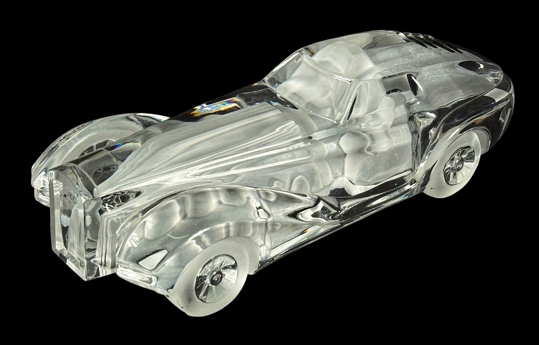 DAUM CRYSTAL LEMANS "RIVIERA COUPE" 1980'S: DAUM CRYSTAL LEMANS "RIVIERA COUPE" 1980'S DESIGNED BY: XAVIER FROISSART. Height: 4 in. by Width: 15.5 in. by Depth: 6 in.