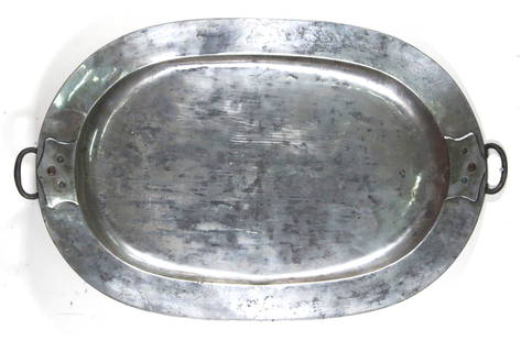 ANTIQUE PEWTER PLATTER: ANTIQUE PEWTER PLATTER. Height: 2 in. by Width: 41 in. by Depth: 25 in.