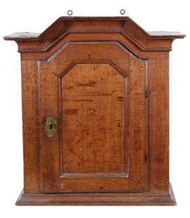 19th CENTURY GERMAN WALL HANGING CABINET: 19th CENTURY GERMAN WALL HANGING CABINET. Height: 29 in. by Width: 26 in. by Depth: 12 in.