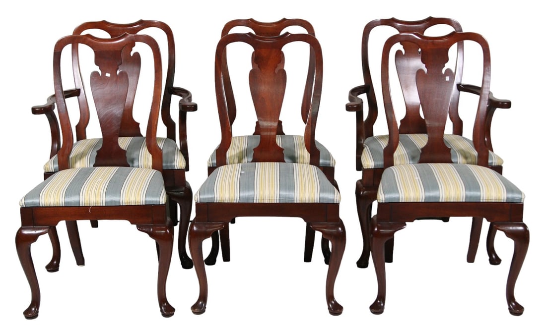 SET OF 6 HICKORY CHAIR CO QUEEN ANNE DINING CHAIRS (1 of 7)