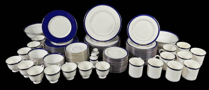 119- LENOX FEDERAL COBALT DINNERWARE SET: 119- LENOX FEDERAL COBALT DINNERWARE SET. 12 DINNER, 13 SALAD, 19 BREAD, 16 DESSERT 6 SOUP BOWLS, 9 COFFEE, 8 DEMITASSE, 12 TEA, 21 SAUCERS, 2 SERVING BOWLS, SALT AND PEPPER.