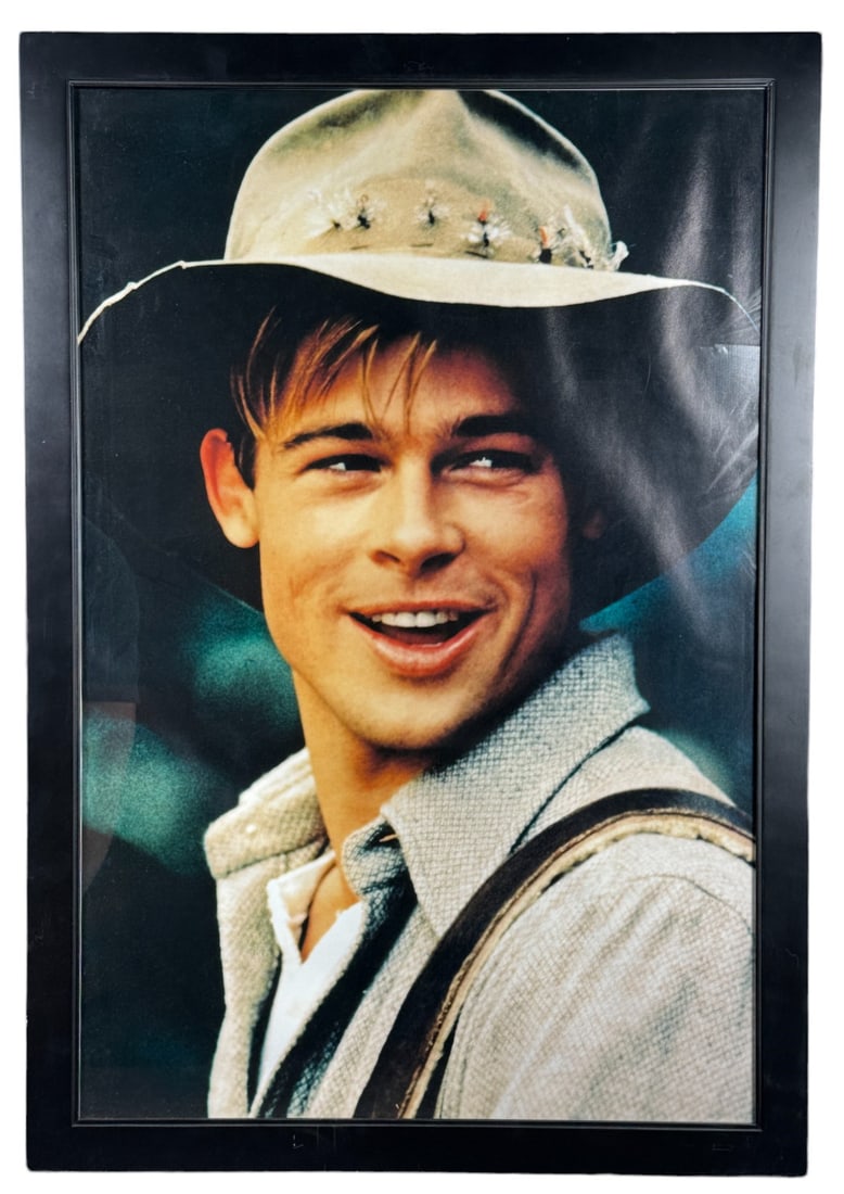 FRAMED PHOTO OF BRAD PITT FROM "A RIVER RUNS -: FRAMED PHOTO OF BRAD PITT FROM "A RIVER RUNS THROUGH IT" - Height: 39 in. by Width: 27 in. by Depth: 1