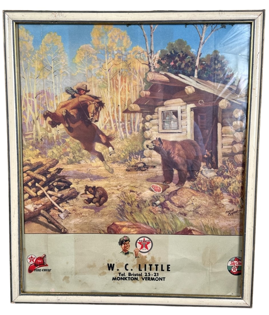 W.C. LITTLE VINTAGE TEXACO FRAMED ADVERT: W.C. LITTLE VINTAGE TEXACO FRAMED ADVERT Height: 20.5 in. by Width: 17.25 in. by Depth: 1