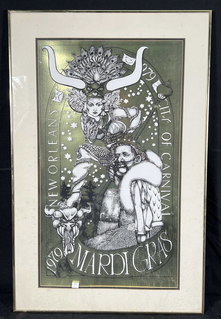 VINTAGE 1979 MARDI GRAS POSTER 864 / 1000: VINTAGE 1979 MARDI GRAS POSTER 864 / 1000 SIGNED BY MARIA LAREDO