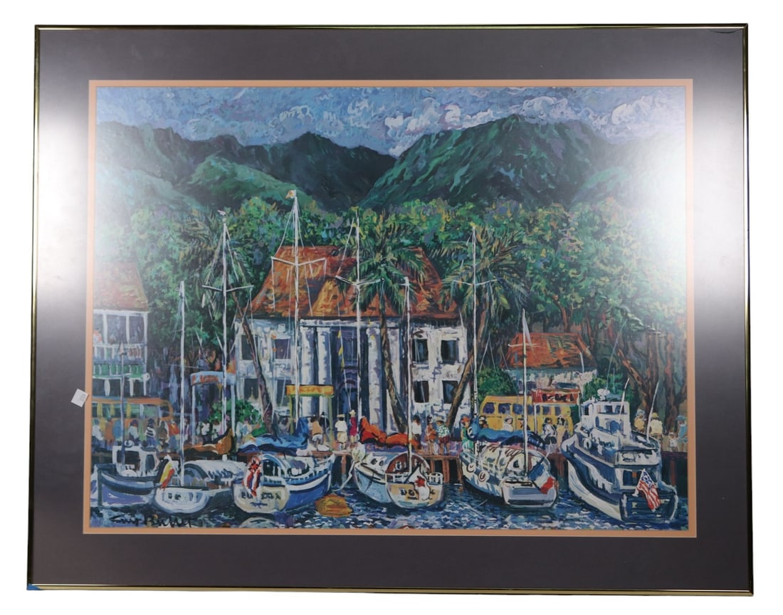 GUY BUFFET "LAHAINA COURTHOUSE" FRAMED POSTER: GUY BUFFET "LAHAINA COURTHOUSE" FRAMED POSTER Height: 30 in. by Width: 38 in. by Depth: 1