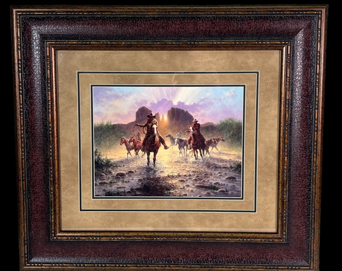 RUSTLING MUSTANGS BY JACK TERRY: RUSTLING MUSTANGS BY JACK TERRY Height: 29 in. by Width: 33