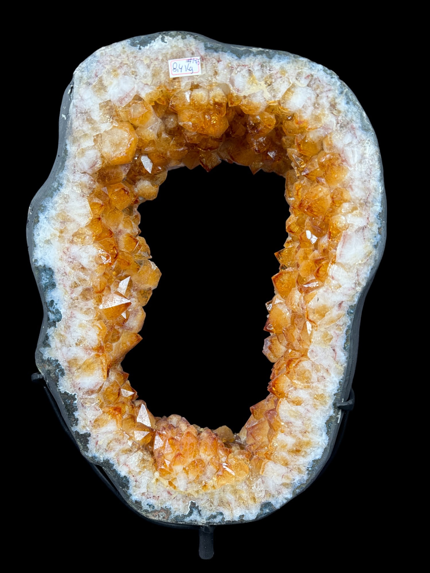 CITRINE WINDOW WITH MEDIUM SIZE DEEL YELLOW CRYSTA: CITRINE WINDOW WITH MEDIUM SIZE DEEL YELLOW CRYSTALS 8.4KG Height: 18 in. by Width: 10