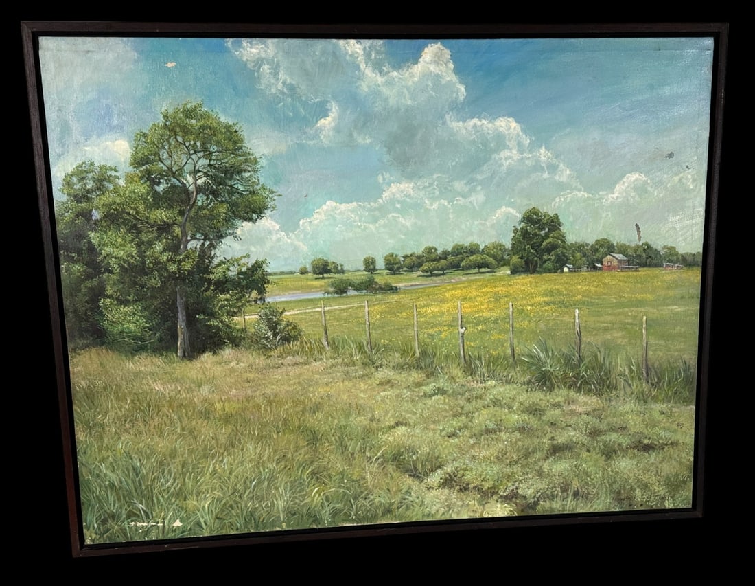 SIGNED KENNETH RICHARD TURNER OIL ON CANVAS: SIGNED KENNETH RICHARD TURNER OIL ON CANVAS FARM SCENE Height: 32 in. by Width: 42 in. by Depth: 2