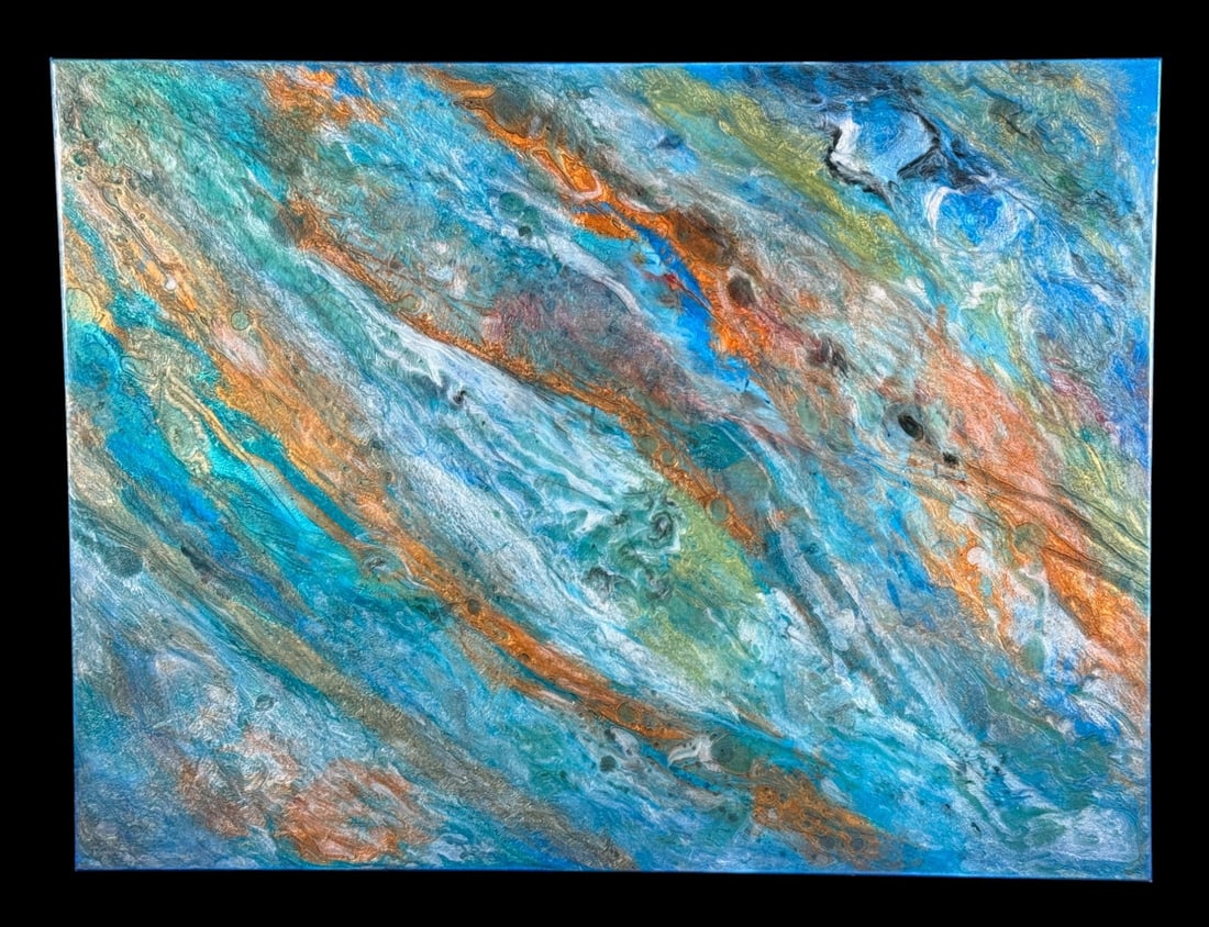WILLIAM LLOYD ABSTRACT PAINT/ EPOXY ON CANVAS: WILLIAM LLOYD ABSTRACT PAINT/ EPOXY ON CANVAS Height: 30 in. by Width: 40 in. by Depth: 1.25 in.