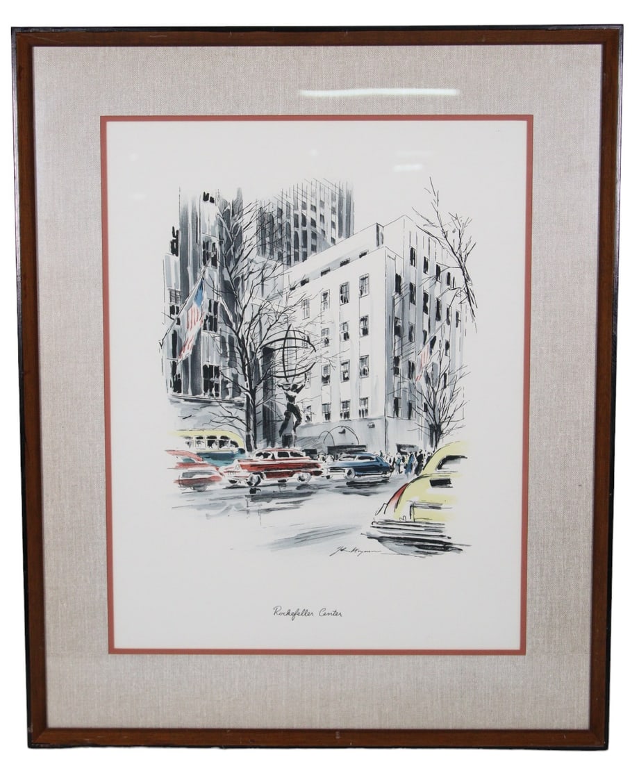 SIGNED JOHN HAYMSON "ROCKEFELLER CENTER" LITHO: SIGNED JOHN HAYMSON "ROCKEFELLER CENTER" LITHOGRAPH. Height: 30 in. by Width: 25 in. by Depth: 1