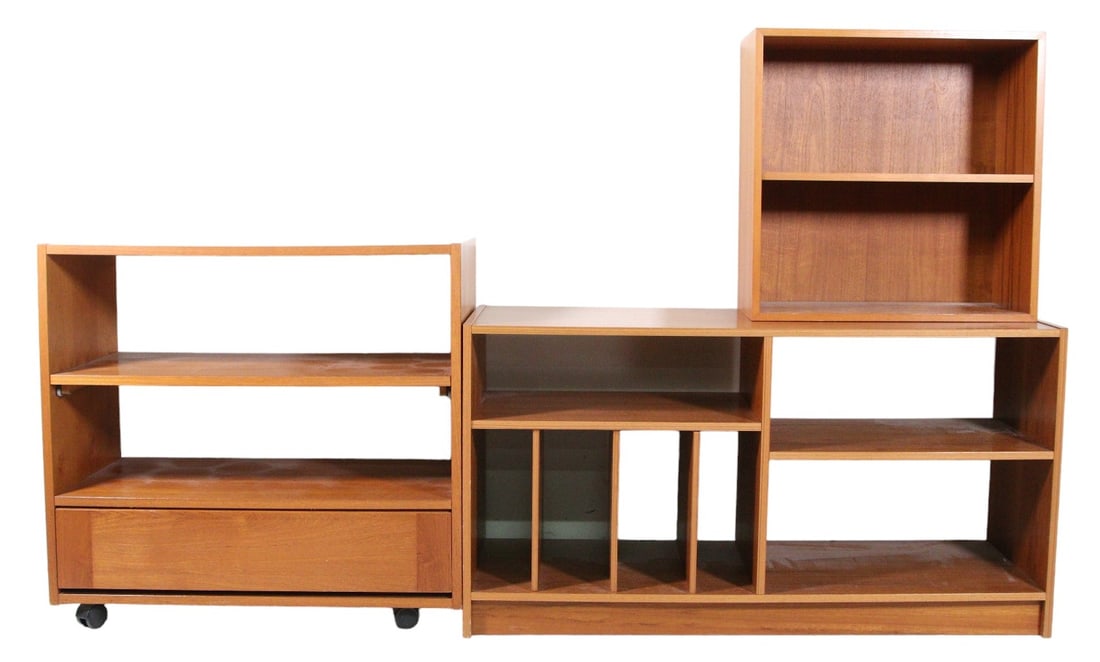 3 PCS DANISH TEAK STORAGE: 3 PCS DANISH TEAK STORAGE Height: 49 in. by Width: 81 in. by Depth: 17.5