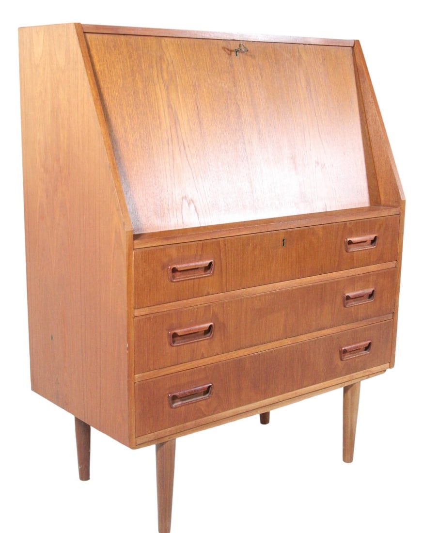 1960"S DANISH TEAK BUREAU / SECRETARY: 1960"S DANISH TEAK BUREAU / SECRETARY Height: 45 in. by Width: 33 in. by Depth: 17