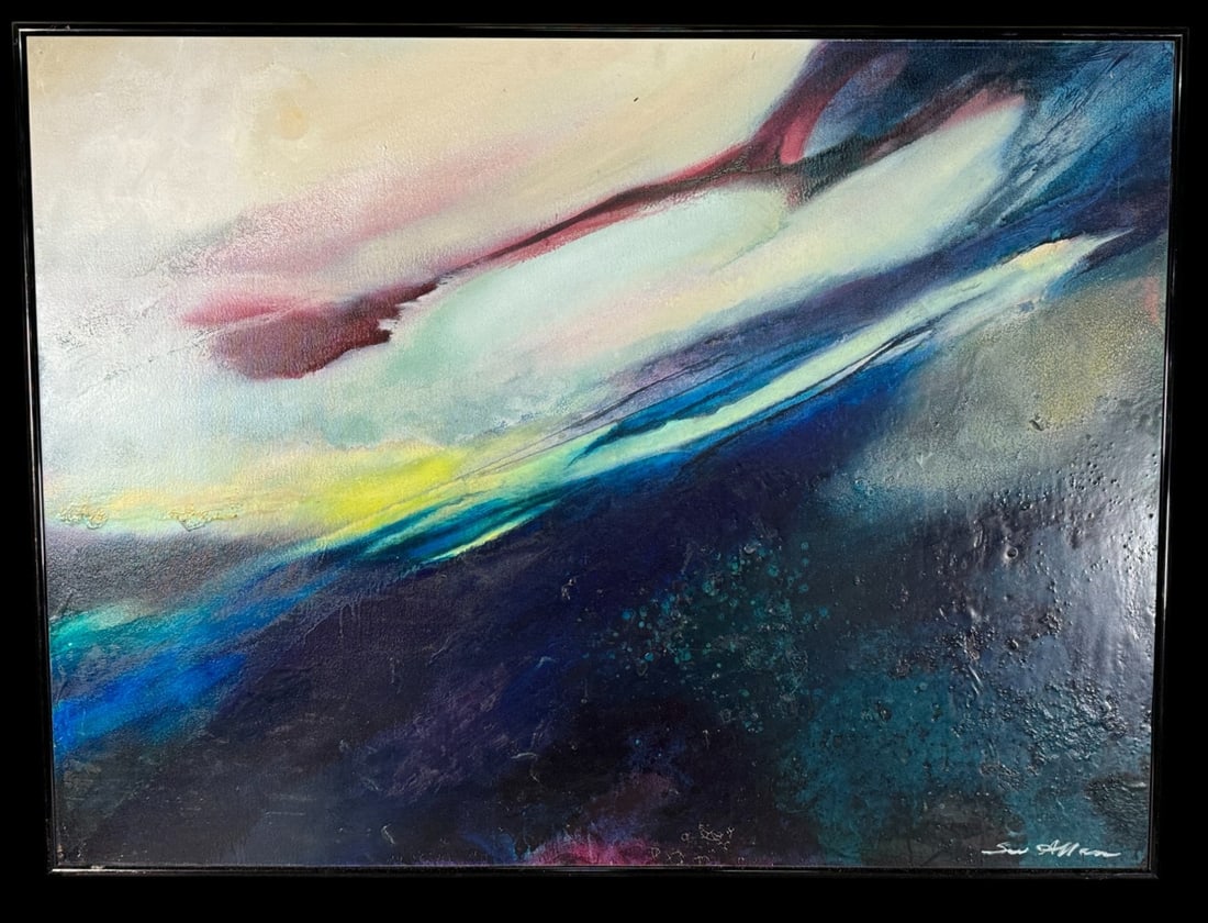 SU ALLEN MODERN ABSTRACT ACRYLIC ON CANVAS: SU ALLEN MODERN ABSTRACT ACRYLIC ON CANVAS Height: 36 in. by Width: 47 in. by Depth: 1.5 in.
