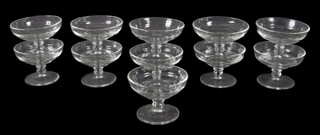 11 CUT GLASS MINI COMPOTES: 11 CUT GLASS MINI COMPOTES Height: 3 in. by Width: 3.5 in. by Depth: 3.5