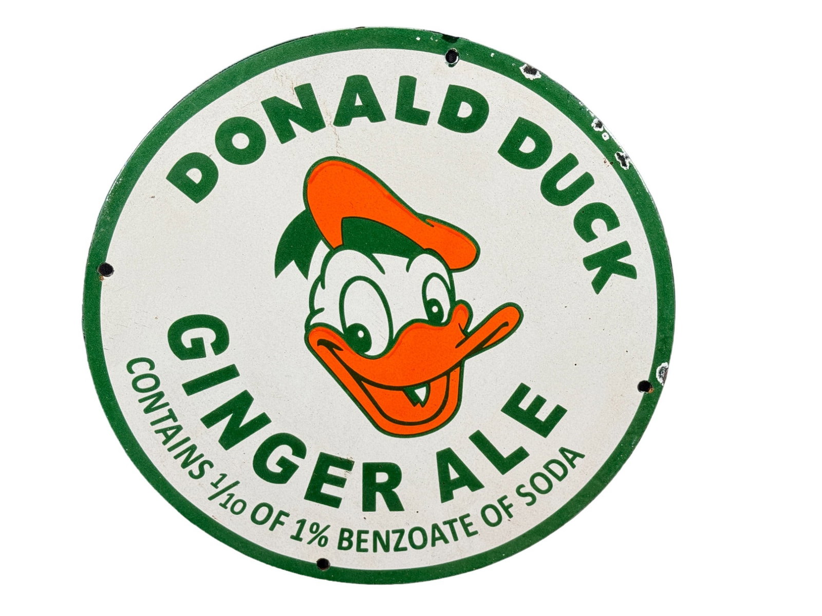 DONALD DUCK GINGER ALE PORCELAIN SIGN: DONALD DUCK GINGER ALE PORCELAIN SIGN Height: 12 in. by Width: 12