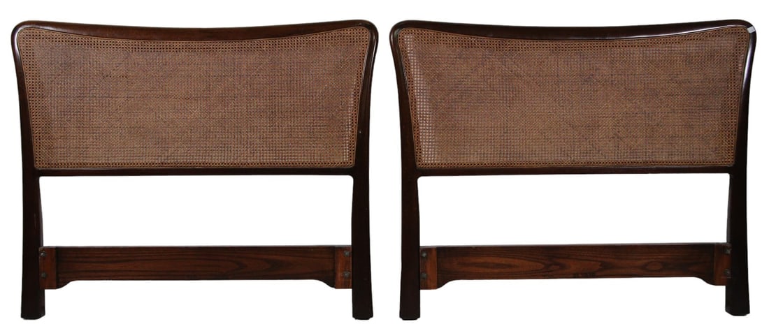 MID CENTURY EDWARD WORMLEY FOR DUNBAR HEADBOARD: MID CENTURY EDWARD WORMLEY FOR DUNBAR HEADBOARDS THIS IS USED AS A 2 PIECE KINGSIZE HEADBOARD Height: 36.5 in. by Width: 52.5 in. by Depth: 3