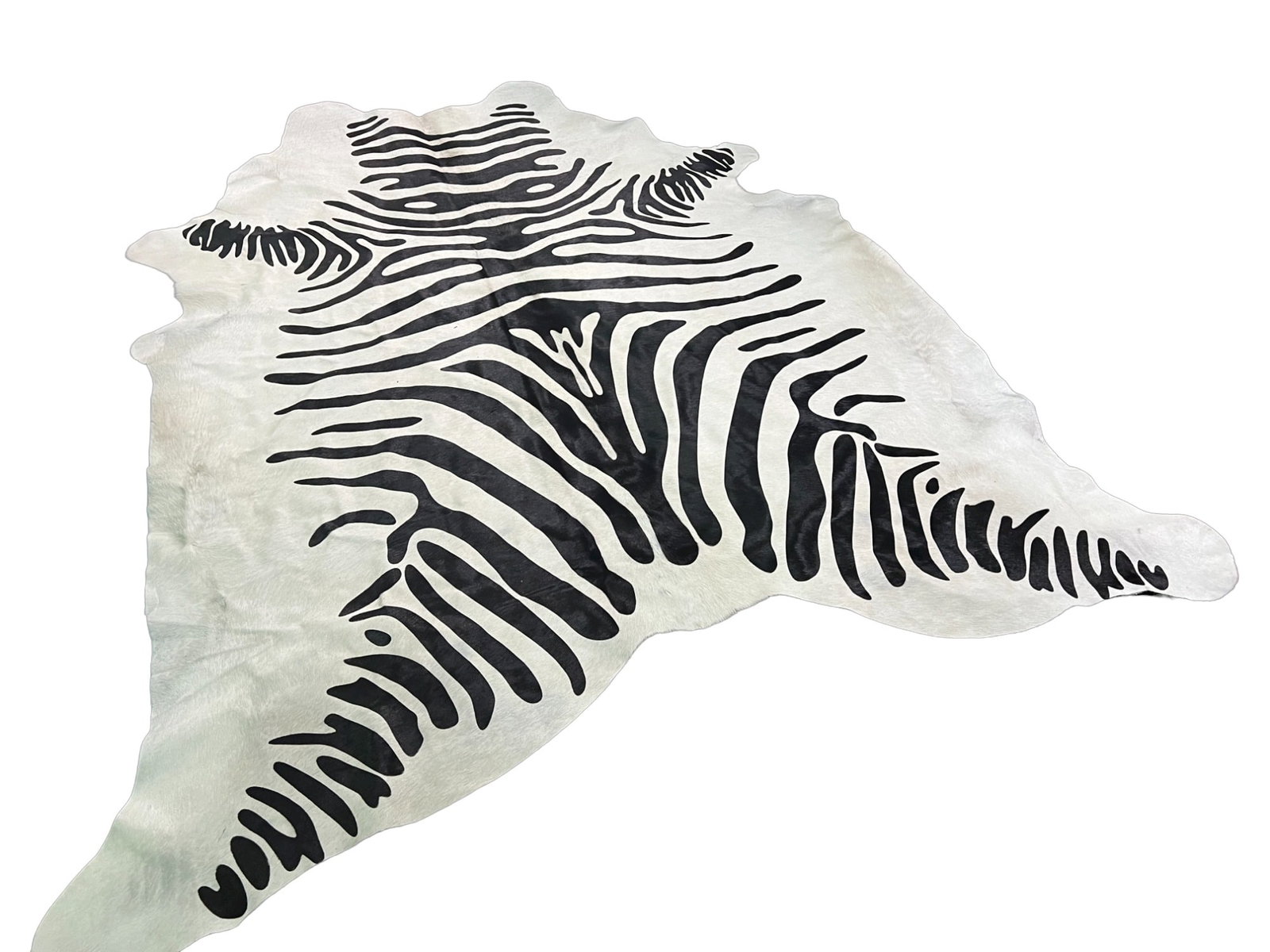ZEBRA PRINT COWHIDE: ZEBRA PRINT COWHIDE. Height: 83 in. by Width: 77 in.