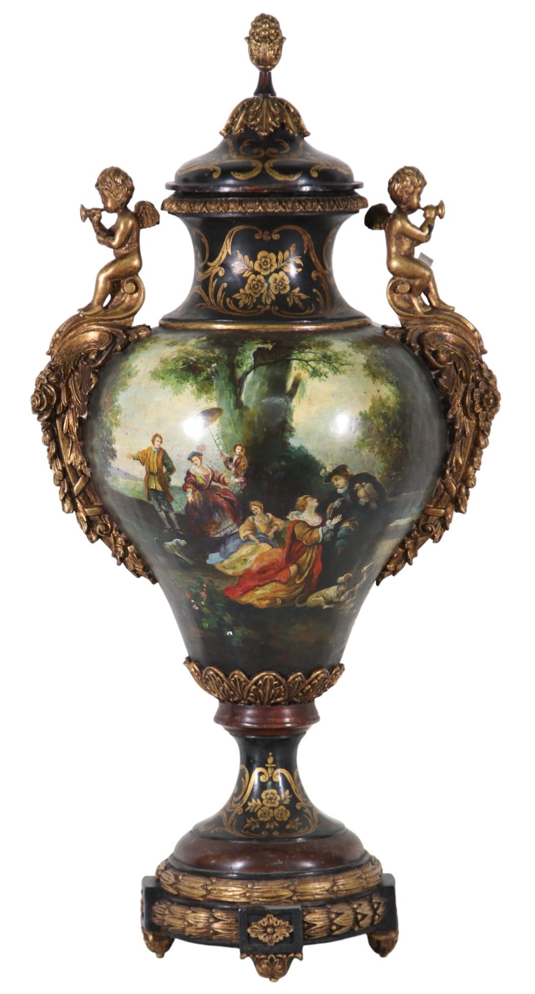 HAND PAINTED FRENCH LIDDED URN (1 of 6)