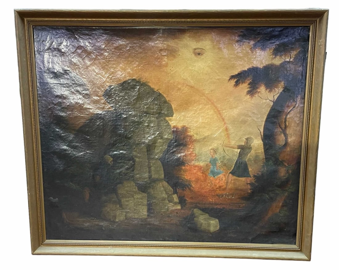 CHILDREN PLAYING OIL ON CANVAS PAINTING (1 of 3)