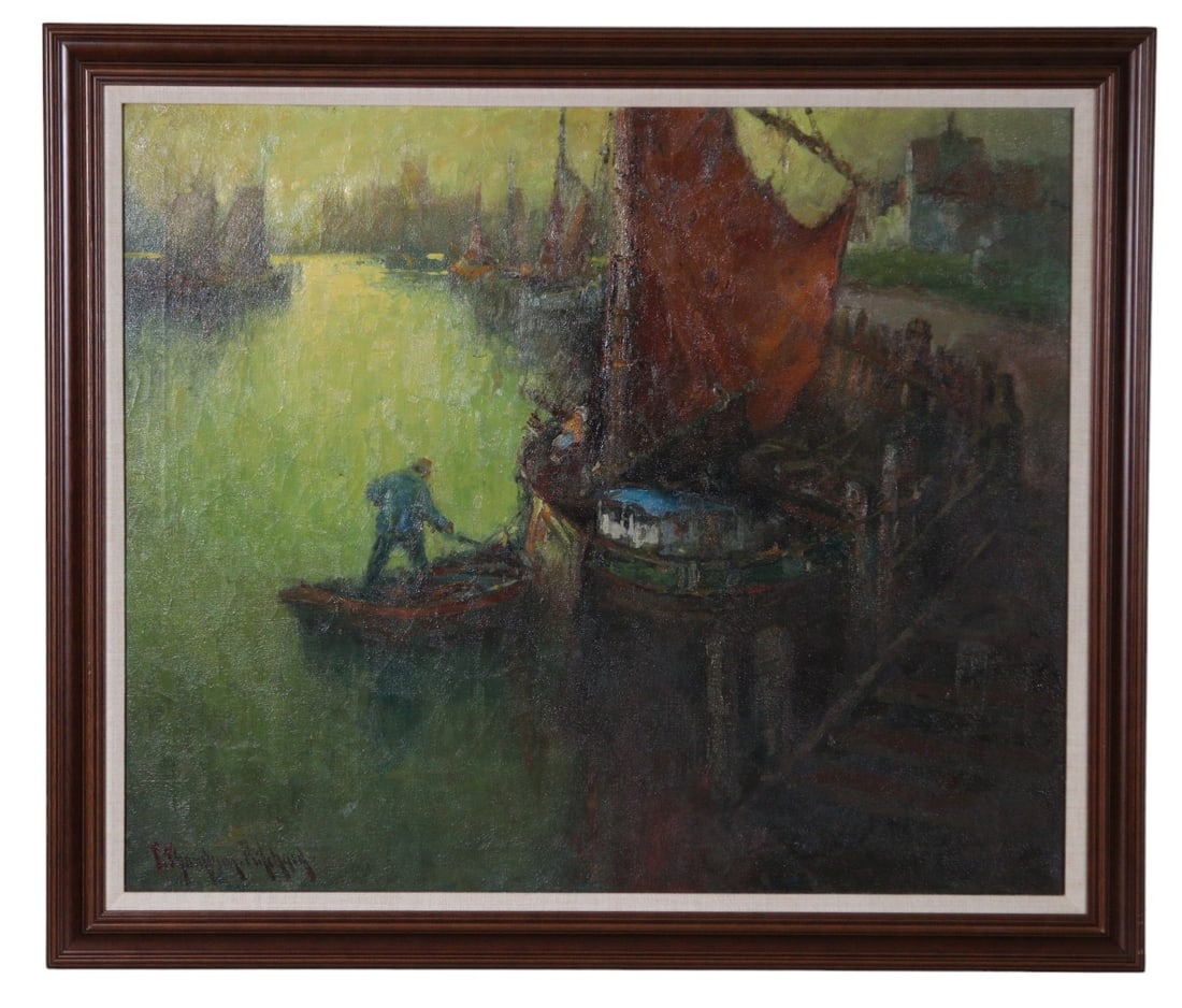 G.T. PRITCHARD "HARBOR VIEW" OIL ON CANVAS (1 of 6)