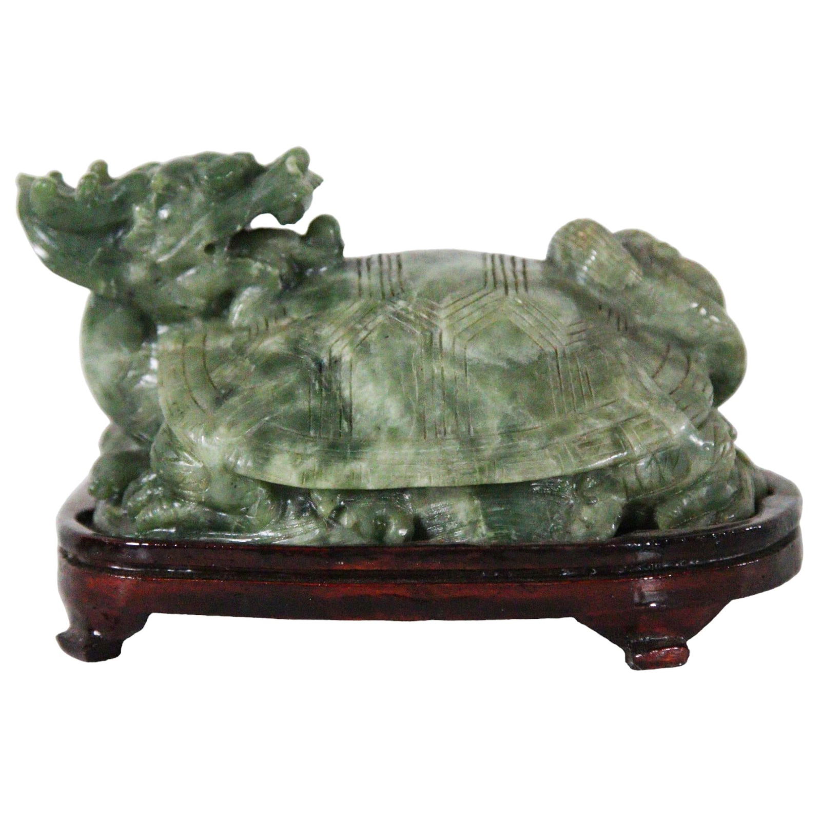 CHINESE CARVED SOAPSTONE DRAGON TURTLE (1 of 7)