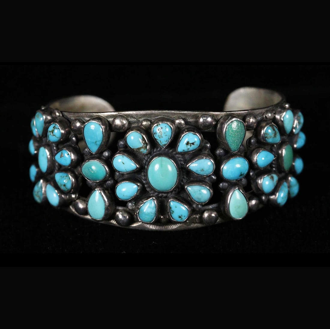FEENEY STERLING TURQUOISE FLOWER CUFF BRACELET (1 of 4)