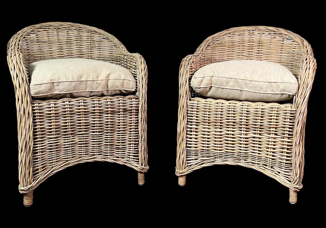 PAIR OF WICKER GARDEN ARMCHAIRS (1 of 5)